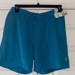 Ocean Current Teal Swim Trunks